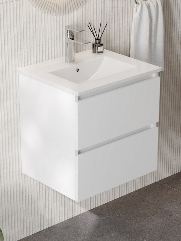 Тумба с раковиной Teymi Laina 50 матовая белая