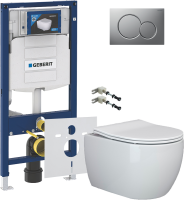 Комплект Унитаз подвесной Ceramicanova Play CN3001 с микролифтом, безободковый + Крепления Geberit Duofix 111.815.00.1 к стене + Звукоизоляция + Инсталляция UP 320 111.300.00.5 + Кнопка Sigma 01 115.770.JQ.5 лакированная, матовый хром
