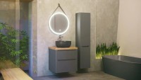 Мебель для ванной комнаты Jorno Wood 60, серая, светлая столешница