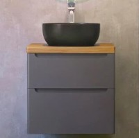Мебель для ванной комнаты Jorno Wood 60, серая, светлая столешница