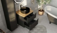 Мебель для ванной комнаты Jorno Wood 60, серая, светлая столешница
