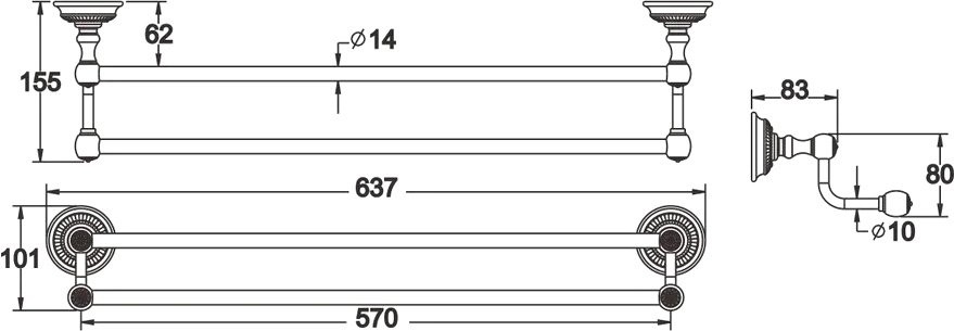 Полотенцедержатель Rose RG1427Q бронза