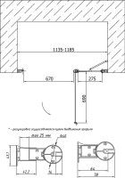 Душевая дверь в нишу Vegas Glass EP-F-1 115 07 10 R профиль матовый хром, стекло сатин