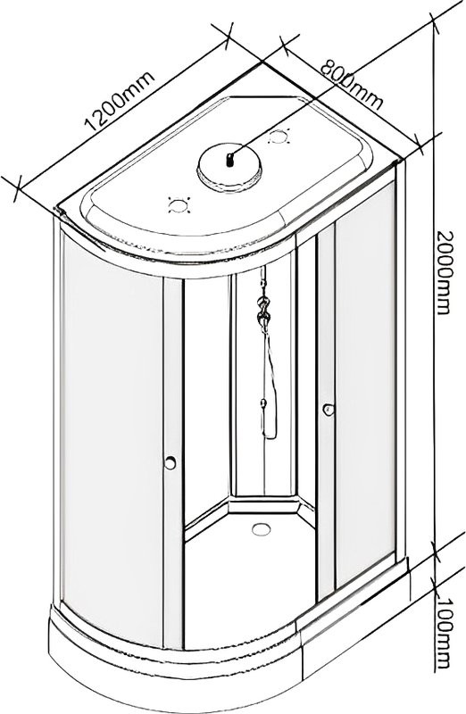 Душевая кабина Parly Classic Эконом EC1231L 80х120, с низким поддоном, профиль матовый хром, стекло тонированное, L