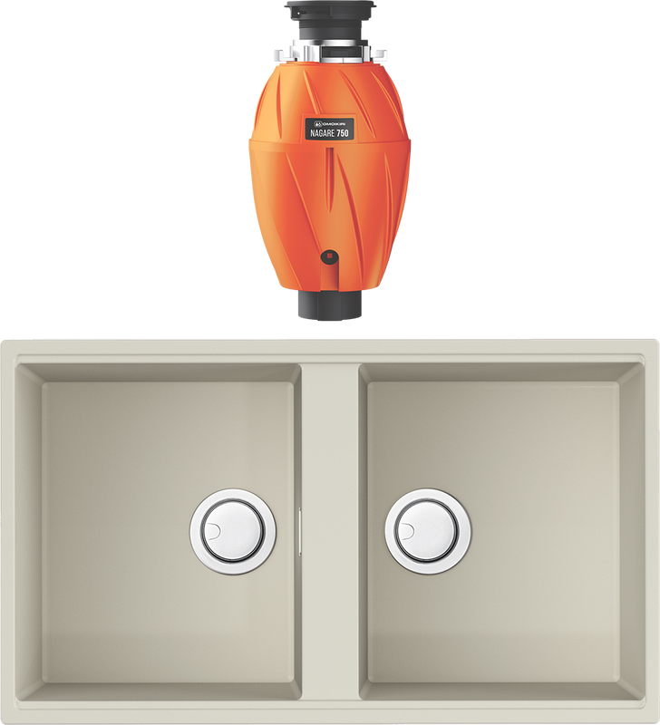 Комплект Мойка Omoikiri Kitagawa 83-2-U-WH белая + Измельчитель Nagare 750