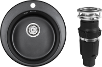 Комплект Мойка Paulmark Gelegen 50 PM404800-BL черный + Измельчитель Bone Crusher BC 610-AS