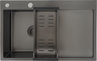 Мойка кухонная Gappo GS7850-6L с коландером, графит