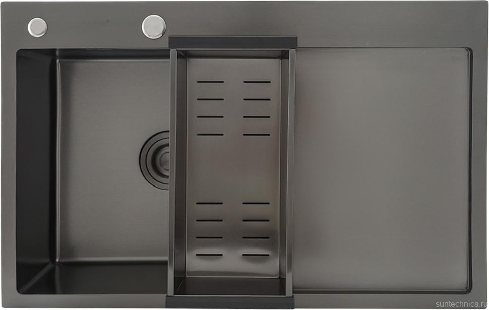 Мойка кухонная Gappo GS7850-6L с коландером, графит