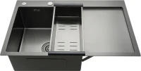 Мойка кухонная Gappo GS7850-6L с коландером, графит