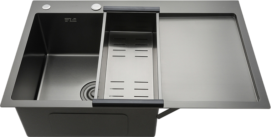 Мойка кухонная Gappo GS7850-6L с коландером, графит