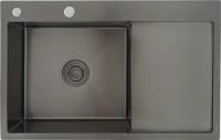 Мойка кухонная Gappo GS7850-6L с коландером, графит