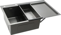 Мойка кухонная Gappo GS7850-6L с коландером, графит