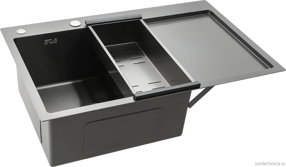 Мойка кухонная Gappo GS7850-6L с коландером, графит
