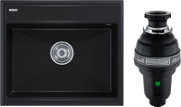 Комплект Мойка Paulmark Stepia 60 PM115951-BLM черный металлик + Измельчитель Bone Crusher BC 1000-AS