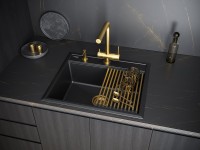 Комплект Мойка Paulmark Stepia 60 PM115951-BLM черный металлик + Измельчитель Bone Crusher BC 1000-AS