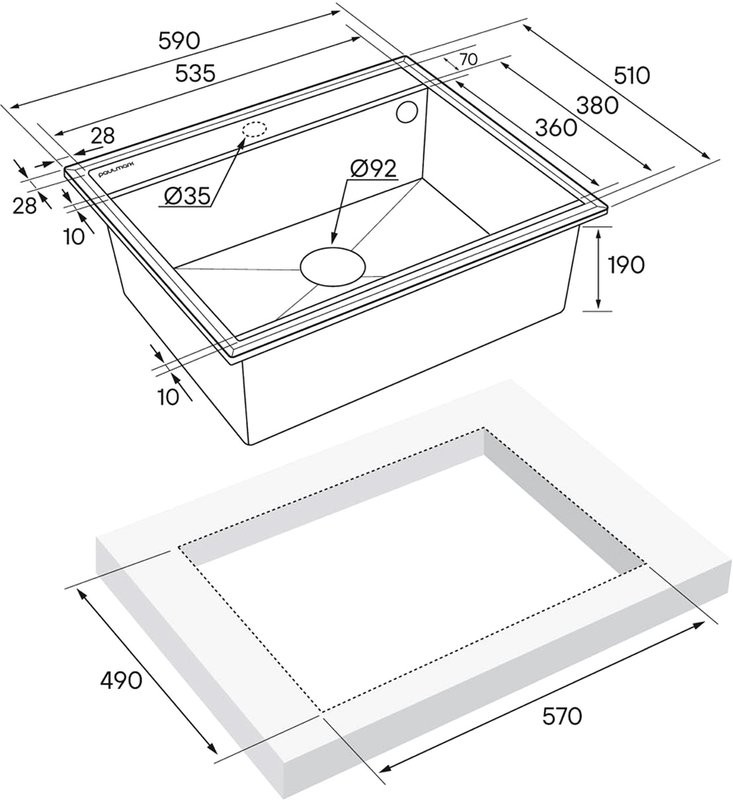 Комплект Мойка Paulmark Stepia 60 PM115951-BLM черный металлик + Измельчитель Bone Crusher BC 1000-AS