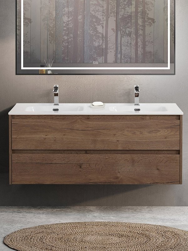Тумба с раковиной BelBagno Kraft 120 для двоих, 2 ящика, rovere tabacco
