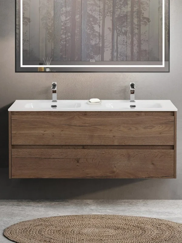 Тумба с раковиной BelBagno Kraft 120 для двоих, 2 ящика, rovere tabacco