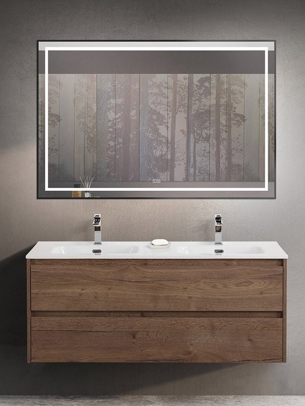 Тумба с раковиной BelBagno Kraft 120 для двоих, 2 ящика, rovere tabacco