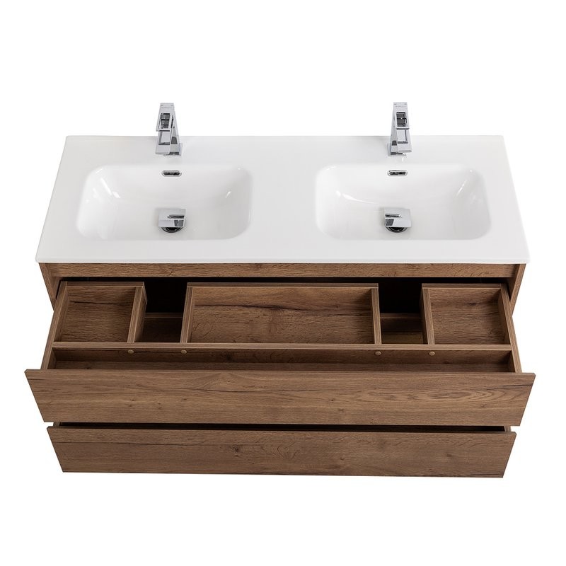 Тумба с раковиной BelBagno Kraft 120 для двоих, 2 ящика, rovere tabacco