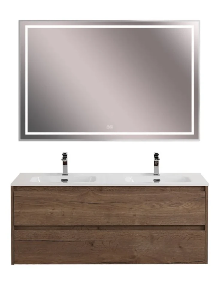 Тумба с раковиной BelBagno Kraft 120 для двоих, 2 ящика, rovere tabacco