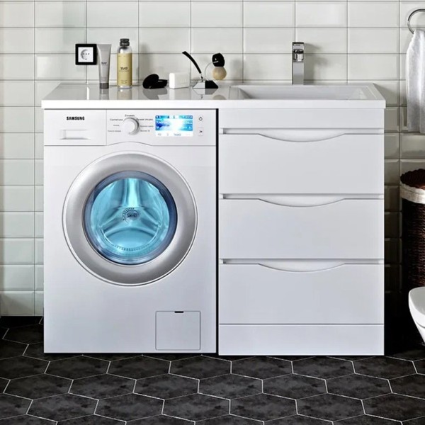 Тумба с раковиной Runo Орион 60, L, под стиральную машину, раковины лайт