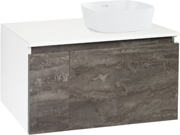 Тумба с раковиной Runo Бари 80 железный камень, раковина Bella 40