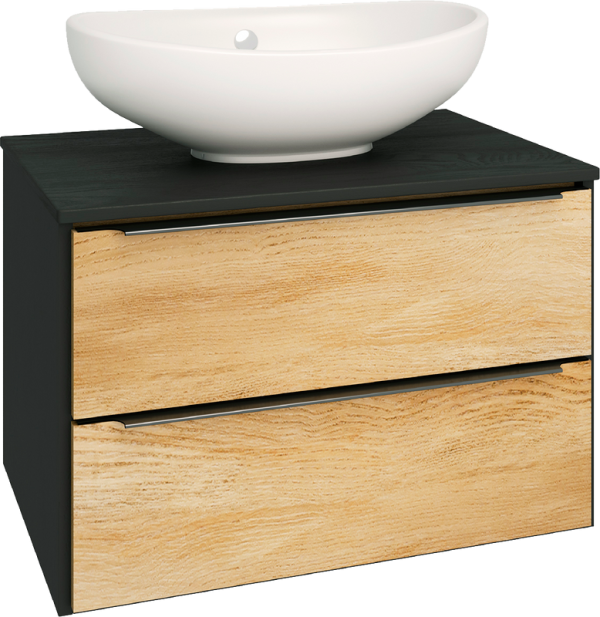 Тумба с раковиной Runo Мальта 70, подвесная, дуб, черная