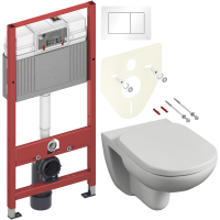 Комплект Унитаз подвесной Ideal Standard Tempo + Крышка T679201 петли хром + Инсталляция TECE Base 9400413 4 в 1 с кнопкой смыва