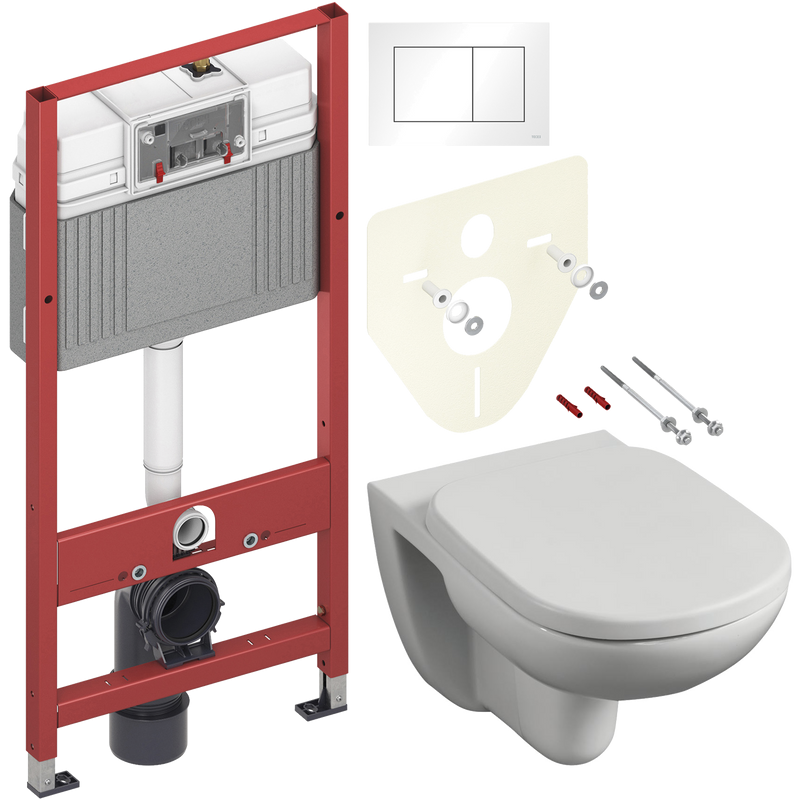 Комплект Унитаз подвесной Ideal Standard Tempo + Крышка T679201 петли хром + Инсталляция TECE Base 9400413 4 в 1 с кнопкой смыва