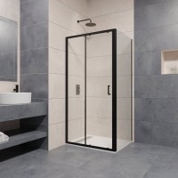 Душевой уголок RGW Passage PA-14B+80 см (158-162)х80х195, профиль черный матовый, стекло прозрачное