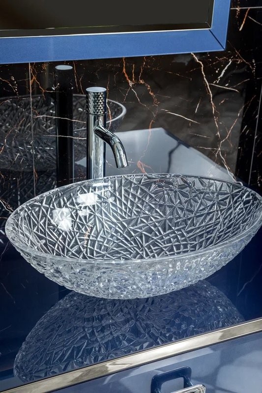 Тумба с раковиной Armadi Art Lucido 100 насыщенный синий, раковина 813, ножки хром