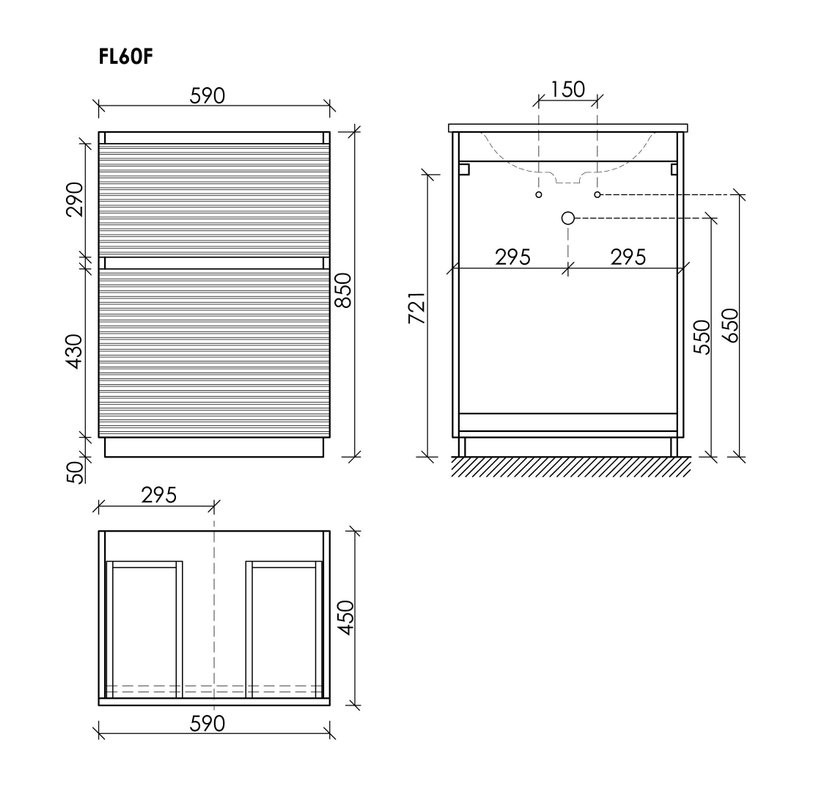 Тумба с раковиной Sancos Folk Floor 60 напольная, ergraut soft, раковина CN7011