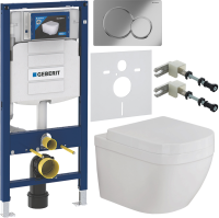 Комплект Унитаз подвесной Grohe Euro Ceramic + Крышка 39330001 с микролифтом + Инсталляция Geberit Duofix UP 320 111.300.00.5 + Кнопка Sigma 01 115.770.21.5 хром + Крепления 111.815.00.1 к стене + Звукоизоляция
