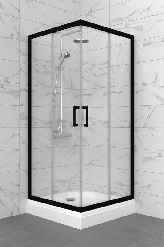 Душевой уголок Triton Фикс Блэк Щ0000077394 100х100 см с поддоном, профиль черный матовый
