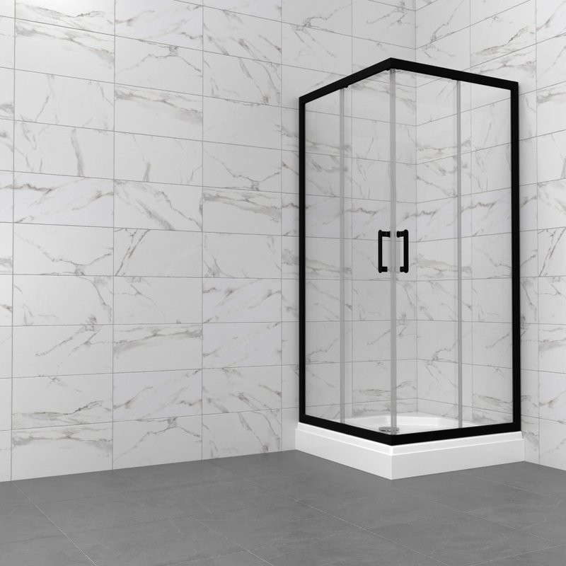 Душевой уголок Triton Фикс Блэк Щ0000077394 100х100 см с поддоном, профиль черный матовый