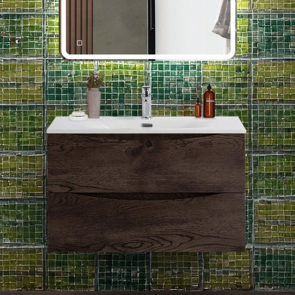 Тумба с раковиной BelBagno Marino-cer-n 80 подвесная, rovere nature grigio