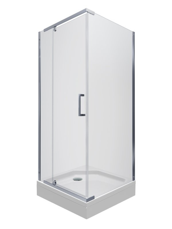 Душевой уголок Triton Терра Хром 90х90 см, с поддоном, профиль хром глянец, стекло прозрачное
