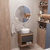 Тумба с раковиной Teymi Ritta 55 дуб эврика, матовый графит, раковина Lina D35