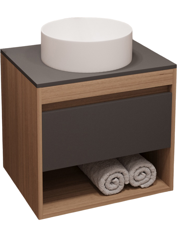 Тумба с раковиной Teymi Ritta 55 дуб эврика, матовый графит, раковина Lina D35