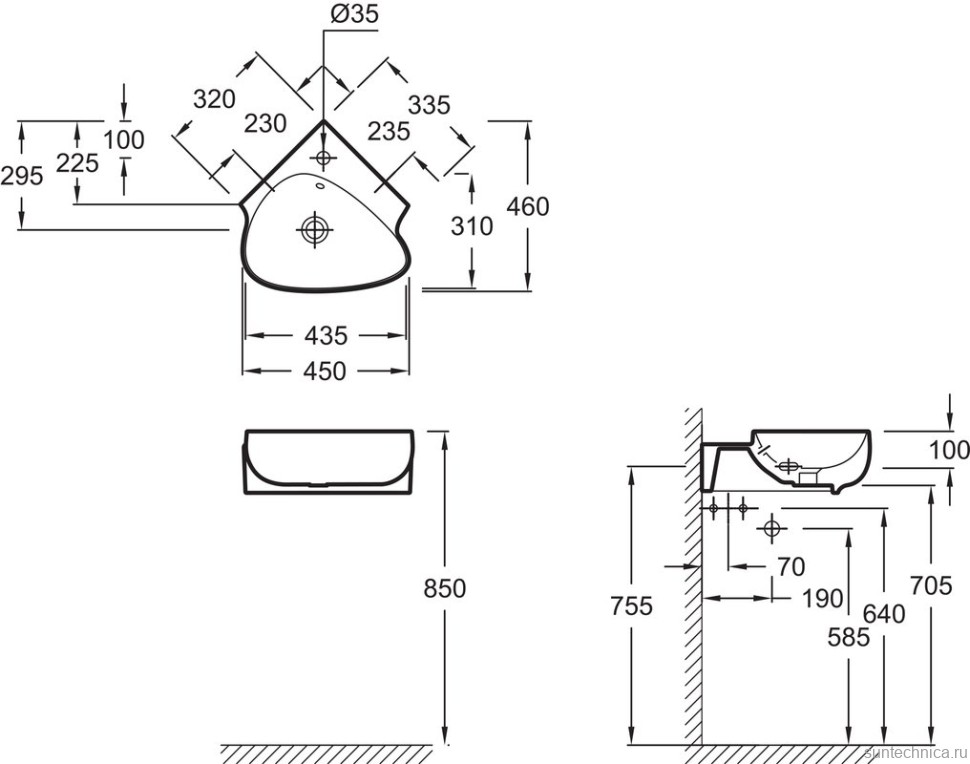 Раковина маленькая в туалет Jacob Delafon Nouvelle Vague EGL112