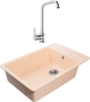 Комплект Мойка GranFest Quarz Z 51 бежевая + Смеситель MEGA Ege MG-PL10 хром