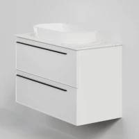 Тумба под раковину со столешницей La Fenice Elba Twin 100 подвесная, белая, столешница белый мрамор