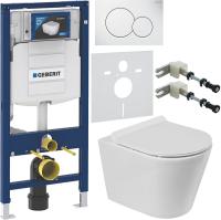 Комплект Унитаз подвесной BelBagno Flay-r + Крышка Piano BB2111SC с микролифтом + Инсталляция Geberit Duofix UP 320 111.300.00.5 + Кнопка Sigma 01 115.770.11.5 белая + Крепления 111.815.00.1 к стене + Звукоизоляция