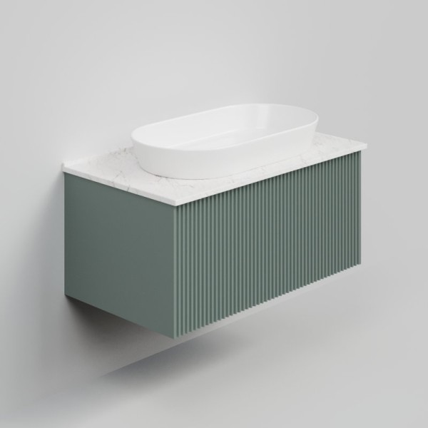 Тумба под раковину со столешницей La Fenice Terra 80 подвесная, grigio, столешница белый мрамор