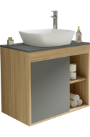 Тумба с раковиной Teymi Nura 70 дуб эврика, матовый графит, раковина Kati 43