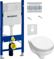 Комплект Унитаз подвесной TECE V04 9700004 + Крышка V04 9700602 с микролифтом + Инсталляция Geberit Duofix Delta 458.163.21.1 с кнопкой смыва, хром + Звукоизоляция