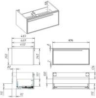 Тумба с раковиной La Fenice Elba 90 подвесная, cappuccino, раковина Cubo 90 L
