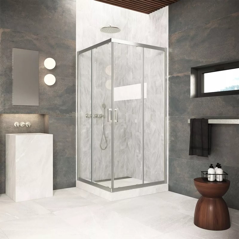 Душевой уголок Vegas Glass ZA Protec 80 04 01 профиль никель, стекло прозрачное