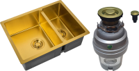 Комплект Мойка Zorg Light ZL R 580-2-440 BRONZE бронза + Измельчитель ZR-75 D BRONZE